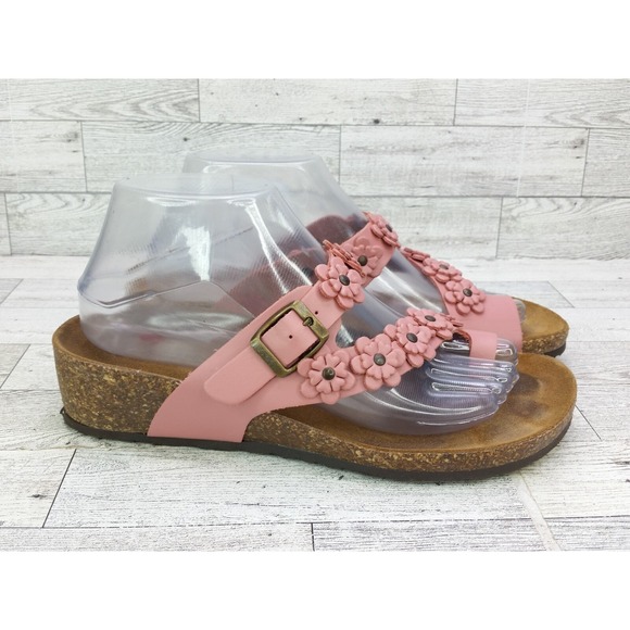 A. Giannetti Shoes - Women's A. Giannetti Sandals Size 7.5 Pink Brown Leather Flowers Floral Shoes